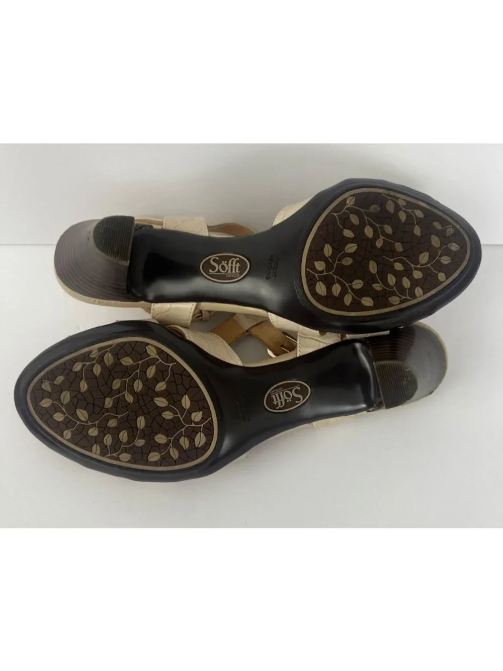 Sofft Sabana Sandals Womens Size 8.5 Ivory Croc Embossed Leather Slingback Heels - Picture 10 of 12